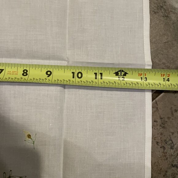 Vintage White Linen Hand Towel Yello Flower Embroidered Guest Towel - Picture 7 of 8